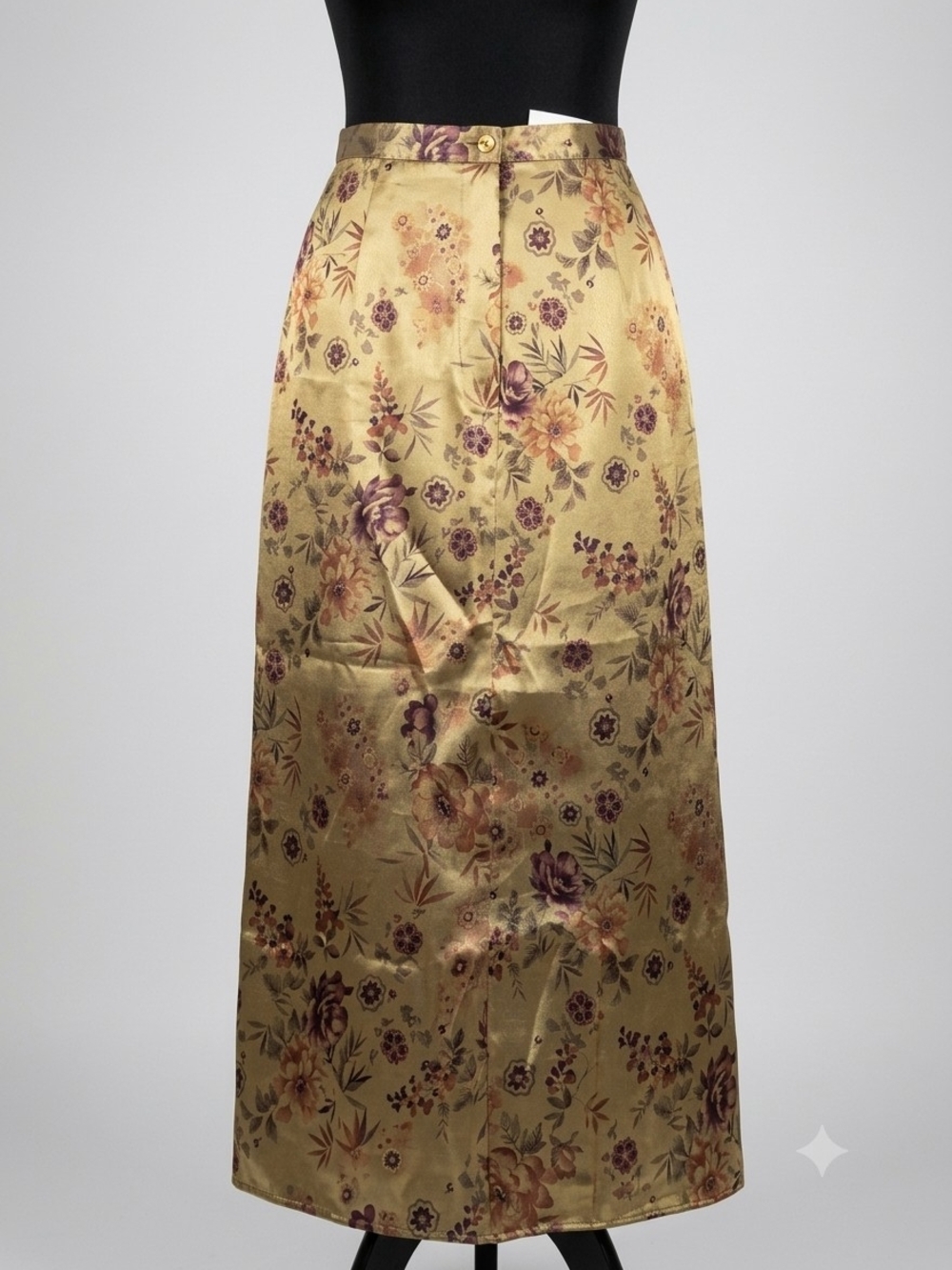 ✨ Stunning True Vintage Laura Studio Gold Shimmer Floral Maxi Skirt ✨